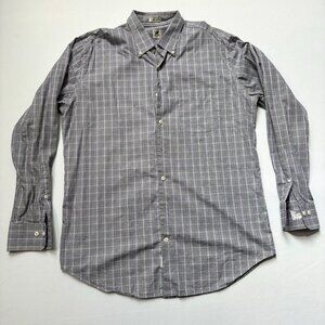 Peter Millar Mens Button Down Shirt Black Purple Plaid Size Large Long Sleeve